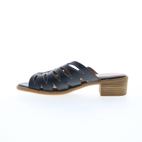 Comfortiva Breah CT0012001 Womens Black Wide Leather Heeled Sandals Shoes