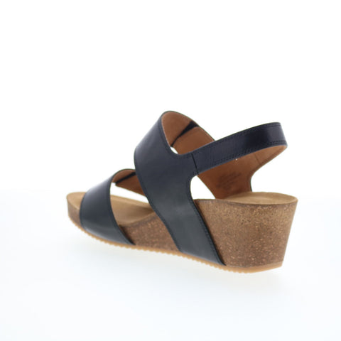 Comfortiva Erlina CT00495 Womens Black Wide Leather Wedges Sandals Shoes
