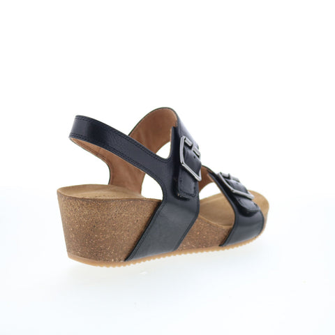 Comfortiva Erlina CT00495 Womens Black Wide Leather Wedges Sandals Shoes