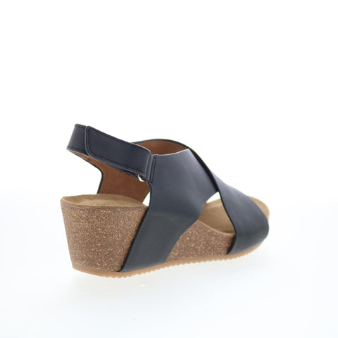 Comfortiva Eva CT00575 Womens Black Leather Strap Wedges Sandals Shoes