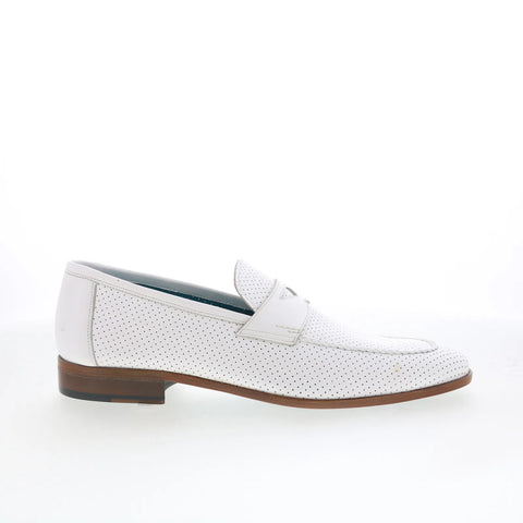 Mezlan Cueva Perforated 21539 Mens White Loafers & Slip Ons Penny Shoes