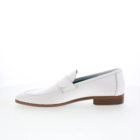Mezlan Cueva Perforated 21539 Mens White Loafers & Slip Ons Penny Shoes