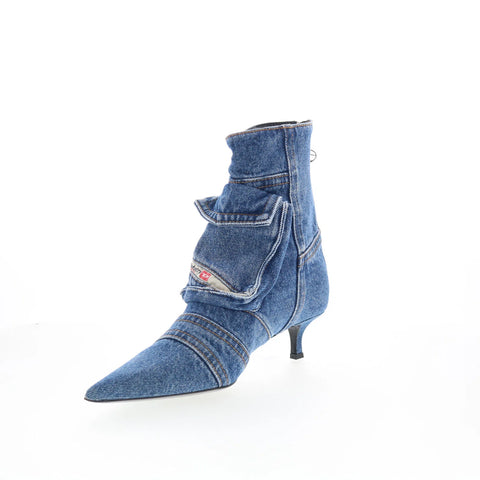 Diesel D-Venus Pocket LB Womens Blue Canvas Slip On Ankle & Booties Boots