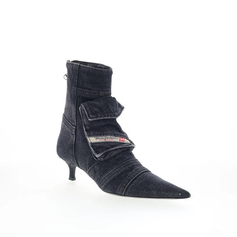Diesel D-Venus Pocket LB Womens Black Canvas Slip On Ankle & Booties Boots