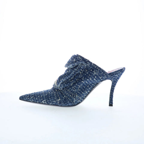Diesel D-Venus Pocket Ml Womens Blue Canvas Lace Up Mules Heels Shoes