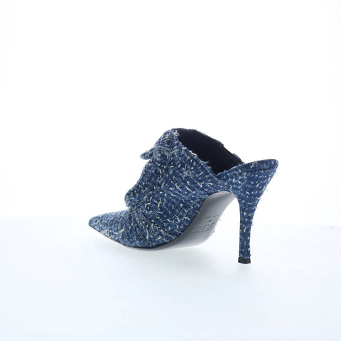 Diesel D-Venus Pocket Ml Womens Blue Canvas Lace Up Mules Heels Shoes