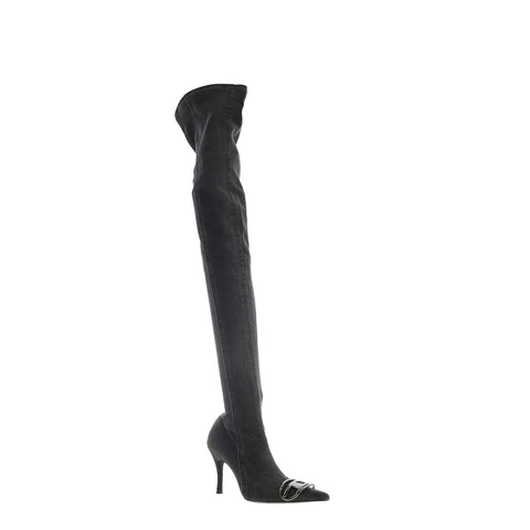 Diesel D-Venus TBT D Womens Black Canvas Zipper Over The Knee Boots