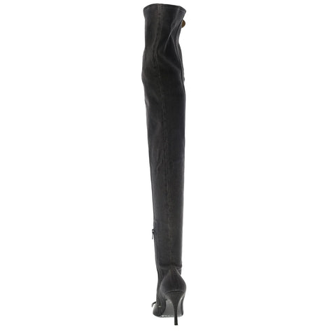 Diesel D-Venus TBT D Womens Black Canvas Zipper Over The Knee Boots