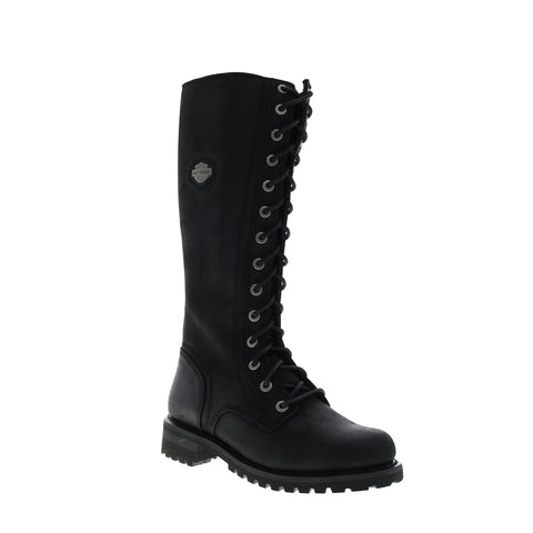 Harley-Davidson Lornell 14" Lace D84685 Womens Black Leather Motorcycle Boots
