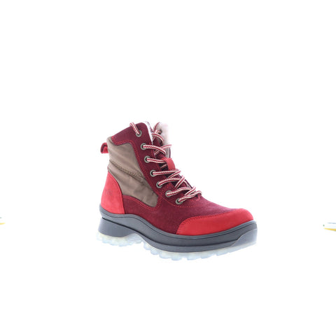 Bos. & Co. Dacks Womens Red Suede Lace Up Casual Dress Boots