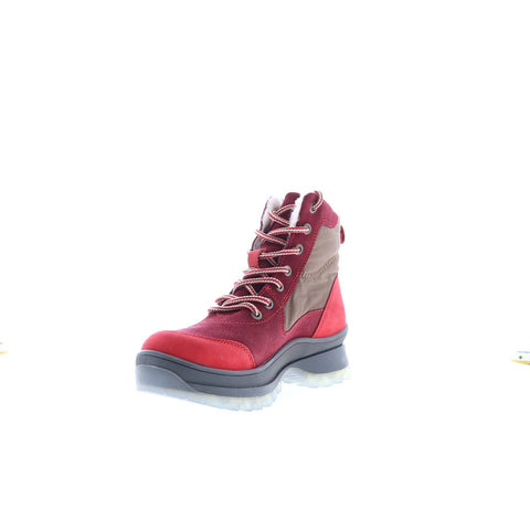 Bos. & Co. Dacks Womens Red Suede Lace Up Casual Dress Boots