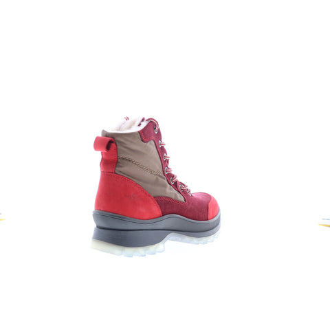 Bos. & Co. Dacks Womens Red Suede Lace Up Casual Dress Boots