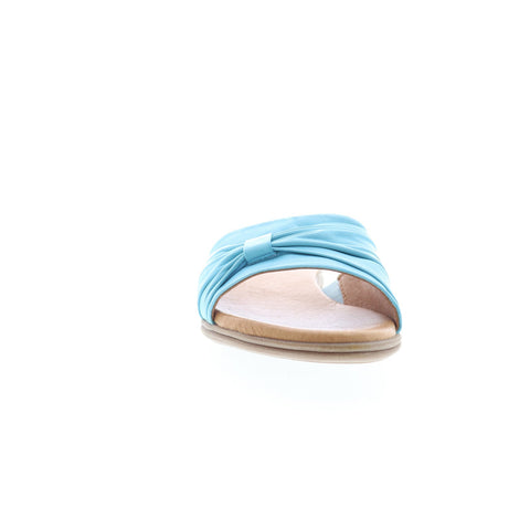 Miz Mooz Daisey Womens Blue Leather Slip On Slides Sandals Shoes