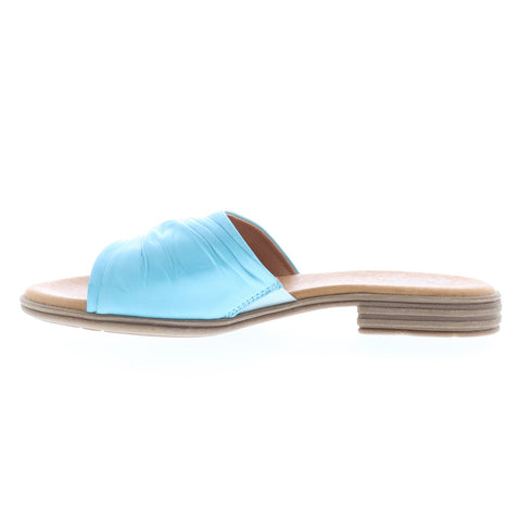 Miz Mooz Daisey Womens Blue Leather Slip On Slides Sandals Shoes