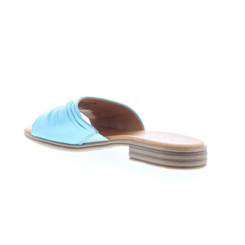 Miz Mooz Daisey Womens Blue Leather Slip On Slides Sandals Shoes