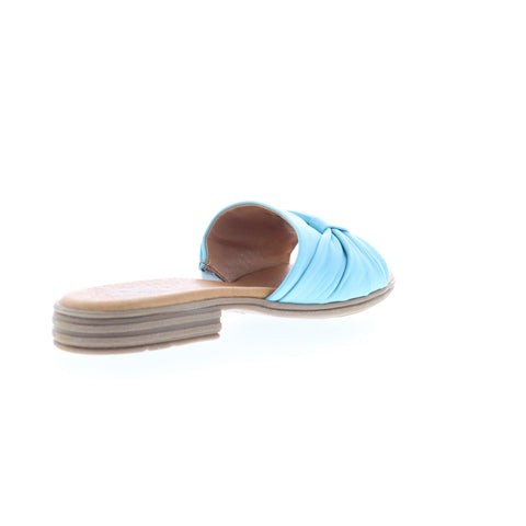 Miz Mooz Daisey Womens Blue Leather Slip On Slides Sandals Shoes