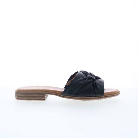 Miz Mooz Daisey Womens Black Leather Slip On Slides Sandals Shoes