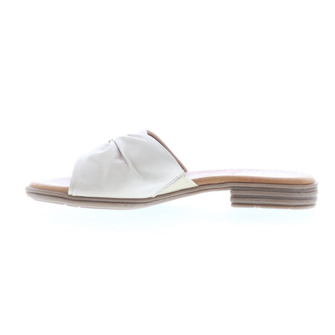 Miz Mooz Daisey Womens Beige Leather Slip On Slides Sandals Shoes