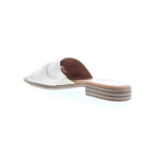 Miz Mooz Daisey Womens Beige Leather Slip On Slides Sandals Shoes