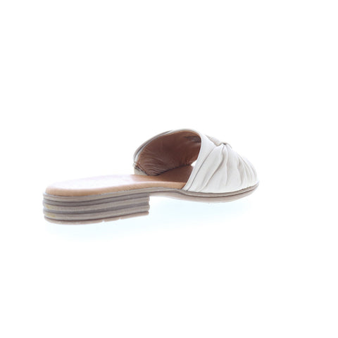 Miz Mooz Daisey Womens Beige Leather Slip On Slides Sandals Shoes