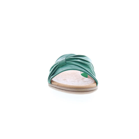 Miz Mooz Daisey Womens Green Leather Slip On Slides Sandals Shoes