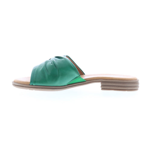 Miz Mooz Daisey Womens Green Leather Slip On Slides Sandals Shoes