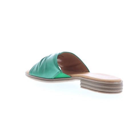 Miz Mooz Daisey Womens Green Leather Slip On Slides Sandals Shoes