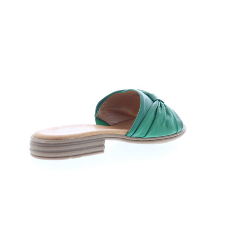 Miz Mooz Daisey Womens Green Leather Slip On Slides Sandals Shoes