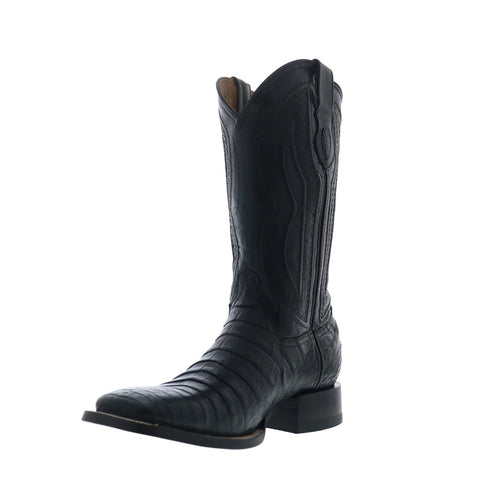 Ferrini Caiman Belly Caiman S-Toe Mens Wide Black Cowboy Western Boots