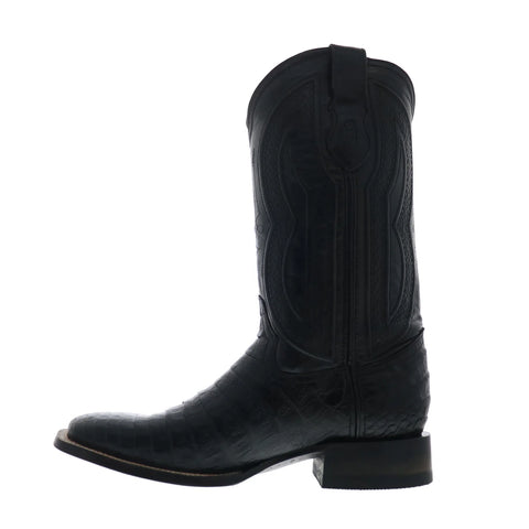 Ferrini Caiman Belly Caiman S-Toe Mens Wide Black Cowboy Western Boots