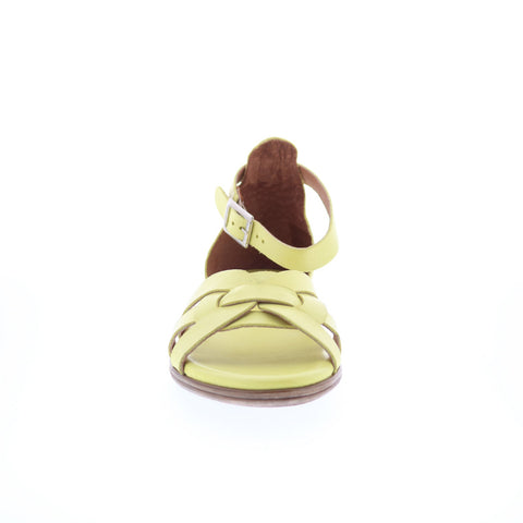 Miz Mooz Dakota Womens Yellow Leather Hook & Loop Strap Sandals Shoes