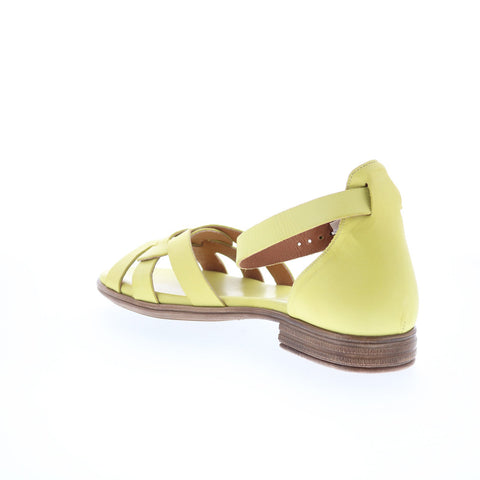 Miz Mooz Dakota Womens Yellow Leather Hook & Loop Strap Sandals Shoes