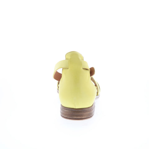 Miz Mooz Dakota Womens Yellow Leather Hook & Loop Strap Sandals Shoes