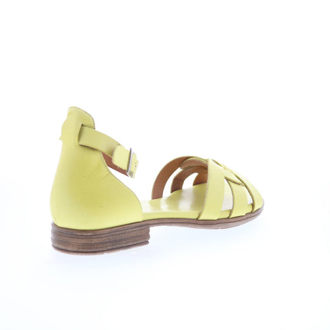 Miz Mooz Dakota Womens Yellow Leather Hook & Loop Strap Sandals Shoes