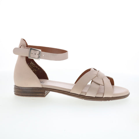 Miz Mooz Dakota Womens Beige Leather Strap Sandals Shoes