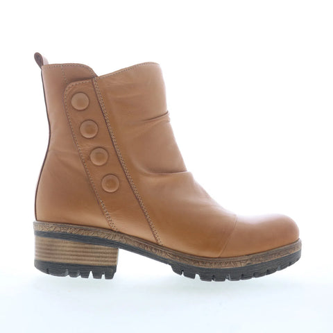 Miz Mooz Dallis Womens Brown Leather Zipper Ankle & Booties Boots