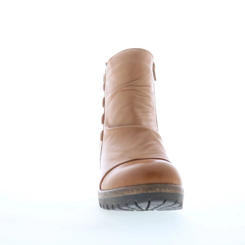 Miz Mooz Dallis Womens Brown Leather Zipper Ankle & Booties Boots
