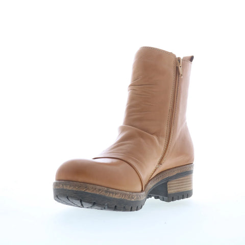 Miz Mooz Dallis Womens Brown Leather Zipper Ankle & Booties Boots