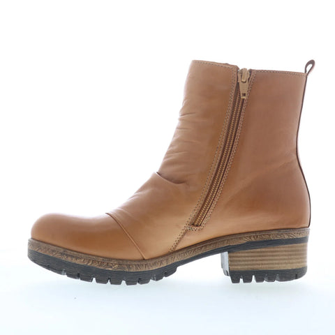 Miz Mooz Dallis Womens Brown Leather Zipper Ankle & Booties Boots