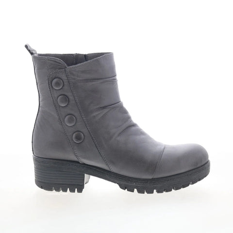 Miz Mooz Dallis Womens Gray Leather Zipper Casual Dress Boots