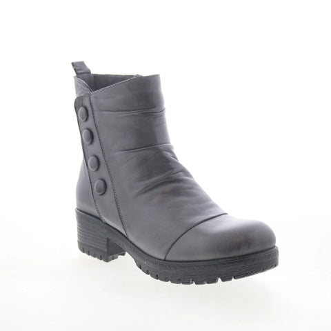 Miz Mooz Dallis Womens Gray Leather Zipper Casual Dress Boots