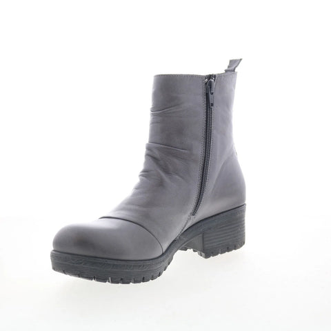 Miz Mooz Dallis Womens Gray Leather Zipper Casual Dress Boots