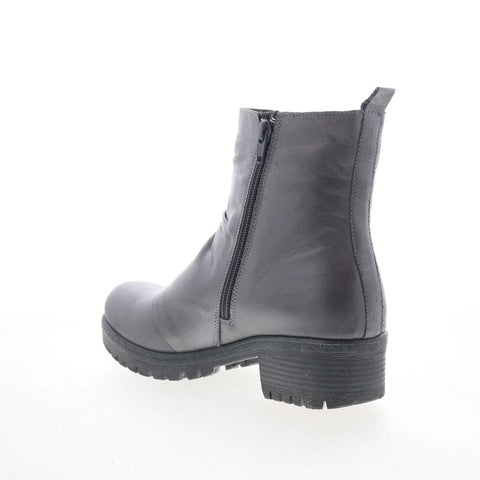 Miz Mooz Dallis Womens Gray Leather Zipper Casual Dress Boots