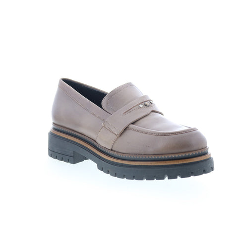 Miz Mooz Damian Womens Gray Leather Loafers & Slip Ons Casual Shoes