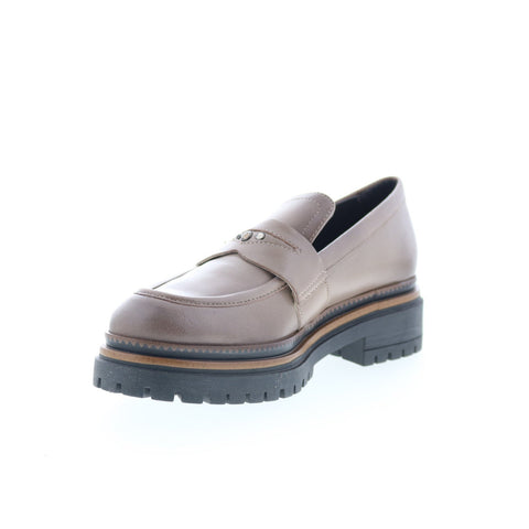 Miz Mooz Damian Womens Gray Leather Loafers & Slip Ons Casual Shoes