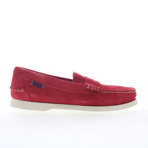 Sebago Dan Boat Roughout Womens Red Loafers & Slip Ons Penny Shoes