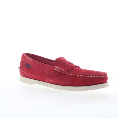 Sebago Dan Boat Roughout Womens Red Loafers & Slip Ons Penny Shoes