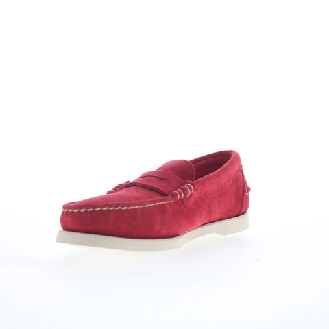 Sebago Dan Boat Roughout Womens Red Loafers & Slip Ons Penny Shoes