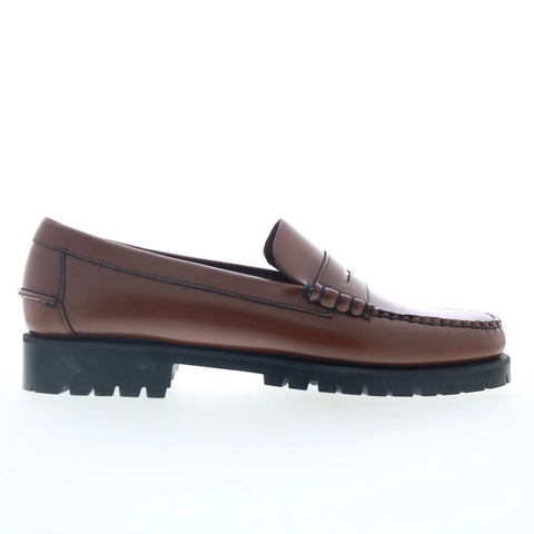 Sebago Dan Lug 7001H10-900 Mens Brown Leather Loafers & Slip Ons Penny Shoes