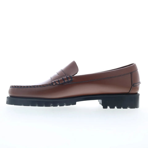 Sebago Dan Lug 7001H10-900 Mens Brown Leather Loafers & Slip Ons Penny Shoes